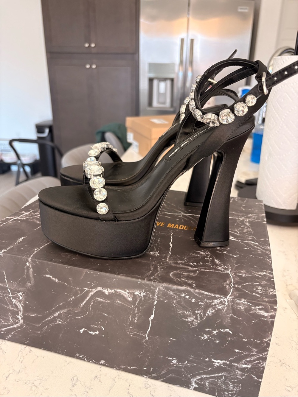 Steve Madden Black Jeweled Platform Heels - Picture 5 of 8